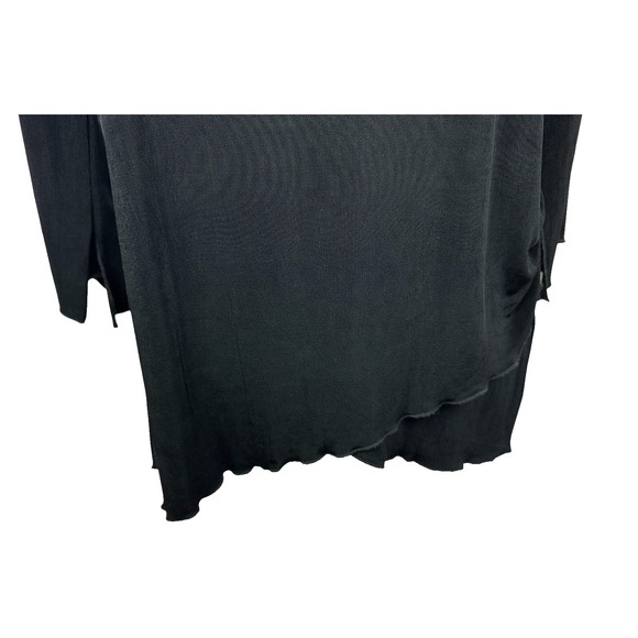 by Chico's Black Pullover Top Sz 1/Medium Asymmetric Hem & Sleeves Rayon/Spandex - Picture 7 of 8